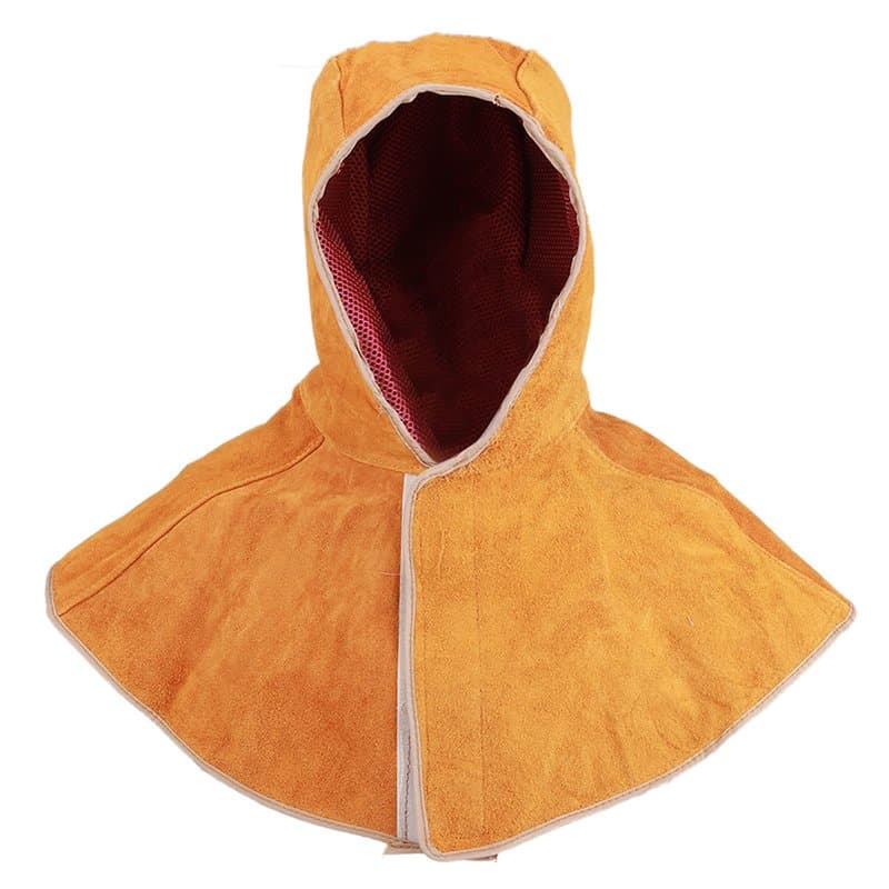 Cagoule de soudage en cuir, châle respirant en cuir de vache, capuchons protection avec drapé sur le cou et les épaules, isolati