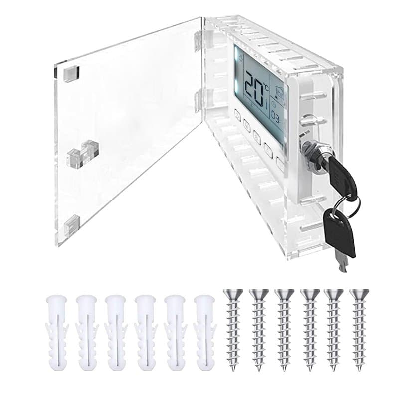 Thermostat Guard, Protection de Thermostat Universelle Transparent avec Couvercle de Thermostat à Clé, Boîte de Verrouillage Uni