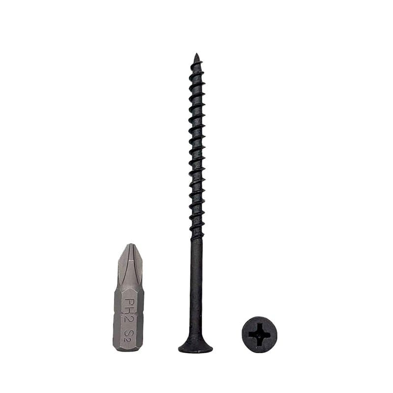 Lot de 150 vis à bois en acier carbone phosphate noir 4,2 x 75 mm Vis à bois pour cloison sèche, fixations pour panneaux d'agglo