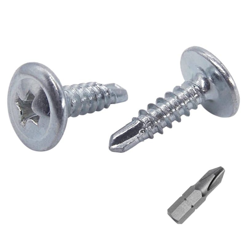 Marcopol Lot de 300 vis cruciformes en acier zingué 4,2 x 16 mm, tête de réglage modifiée, vis auto-foreuse pour tôle, autotarau