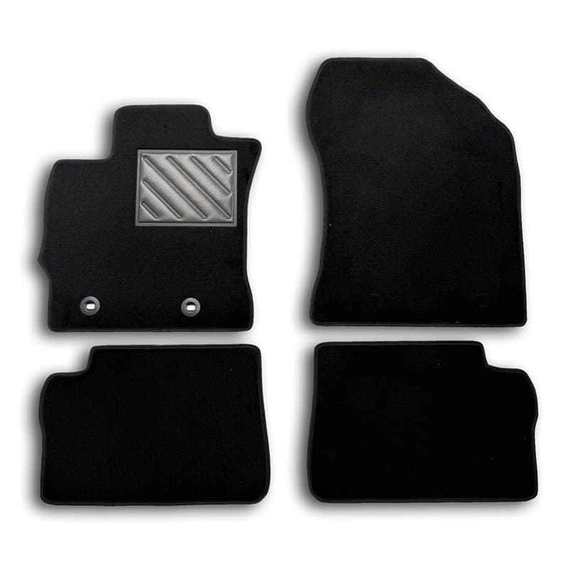 Tapis pour Toyota Auris II à partir de 2013 - Même Hybrid sur Mesure en Moquette Noire, avec Boutons et Talonnette en Caoutchouc