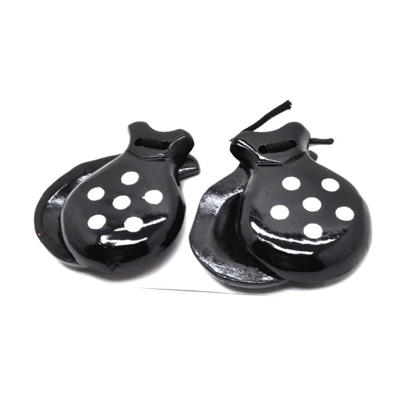 Castagnettes noires pour adultes en castagnettes noires Castagnettes espagnoles Couleurs traditionnelles espagnoles Souvenir Cad