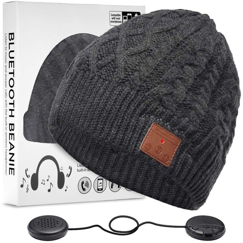 Bonnet Bluetooth Homme, Bonnet Bluetooth Unisexe Cadeau Musique stéréo Chapeau d'hiver Chapeau sans Fil avec Mise à Niveau Convi