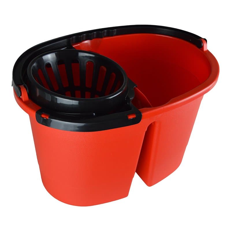 iKOLIFE CleanDouble XL Seau pour serpillère à double compartiment, 16 litres, avec roulettes, essorage sans se baisser
