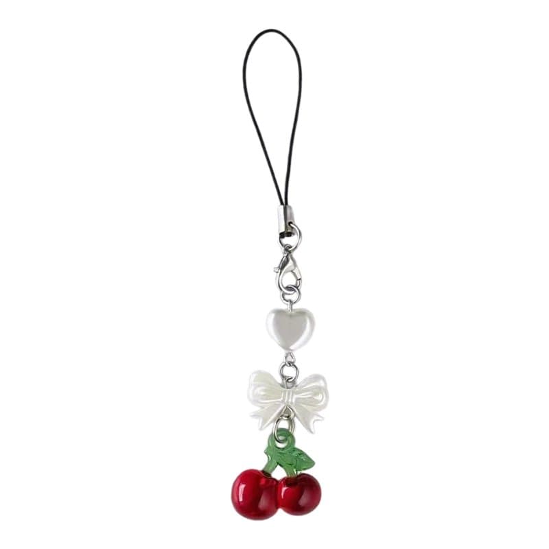 Kobeleen Breloque de téléphone en Forme de Cerise fabriquée à la Main, Pendentif de téléphone Mignon, chaîne de téléphone en For