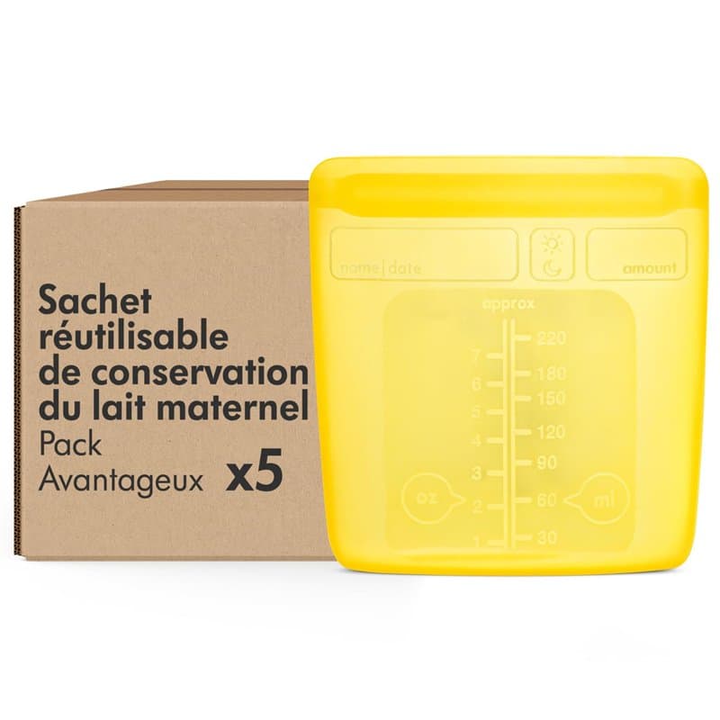 Medela 5x sachets de conservations réutilisables pour lait maternel, avec large ouverture et double fermeture à glissière, convi