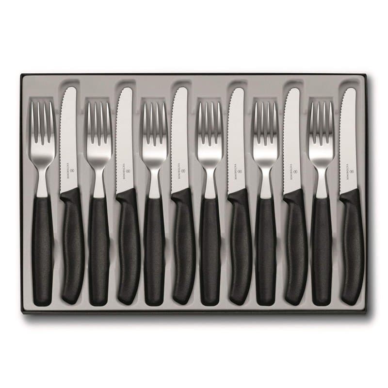 Victorinox Classic Ménagère, 12 Pièces Set de Couverts, pour 6 Personnes, 6 X Couteaux de Table, 6 X Fourchet tes à Manger, Lave