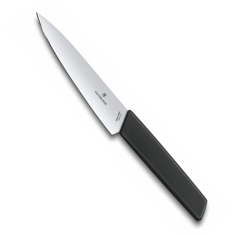 Victorinox Swiss Ideal Couteau d’Office, Tranchant Droit, Passe au Lave-Vaisselle, Noir