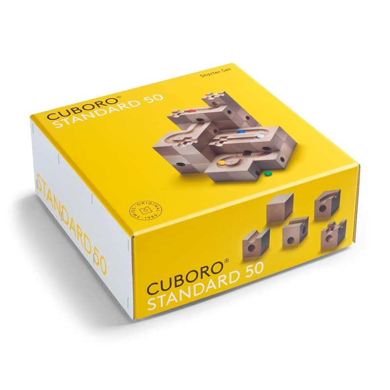 CUBORO Standard 50 - Circuits à Billes, Cubes en Bois, Montessori, Bloc de Construction de Bois, Circuit a Billes