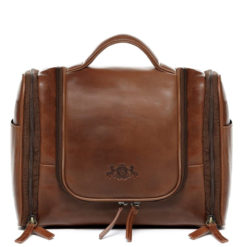SID & VAIN Trousse de Toilette Dexter Cuir véritable | nécessaire de Voyage Grand Homme Marron | Trousse de Maquillage Fait à la