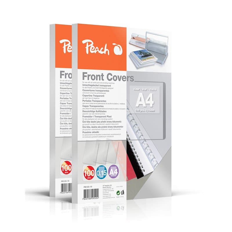 Peach PB100-19 Lot de 200 feuilles de couverture DIN A4 Transparent 0,15 mm