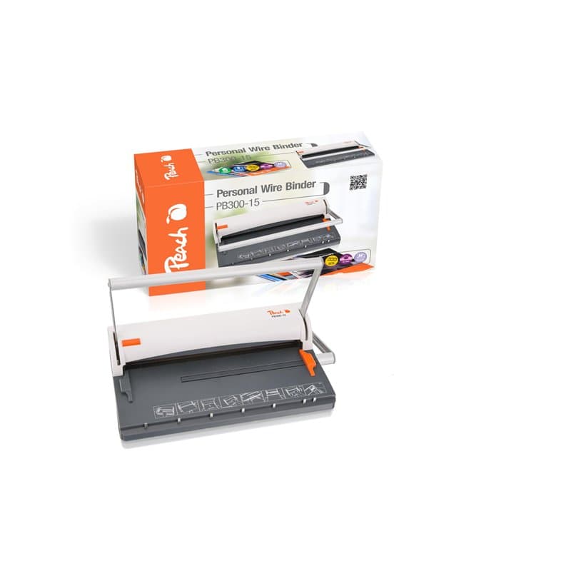 Peach PB300-15A Relieuse à fil | Ferme-reliure à fil personnel DIN-A4 | Relie 60 côtés | Comprend 34 peignes de reliure de 8 mm