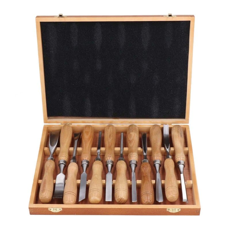 Lot de 12 Ciseaux de Sculpture sur Bois, Ensemble D'outils de Sculpture sur Bois Professionnels avec 12 Couteaux, Boîte de Range