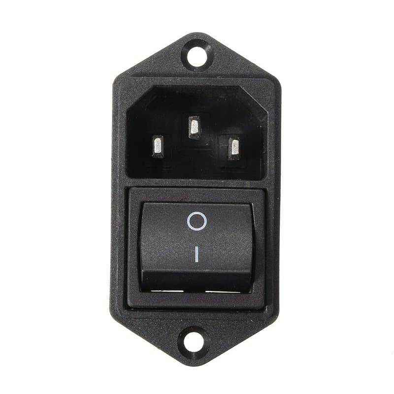 Bluelover 1Pcs 10A 250V 3Pin Iec320 C14 Inlet Module Plug Fuse with Switch Puissance Mâle - Noir