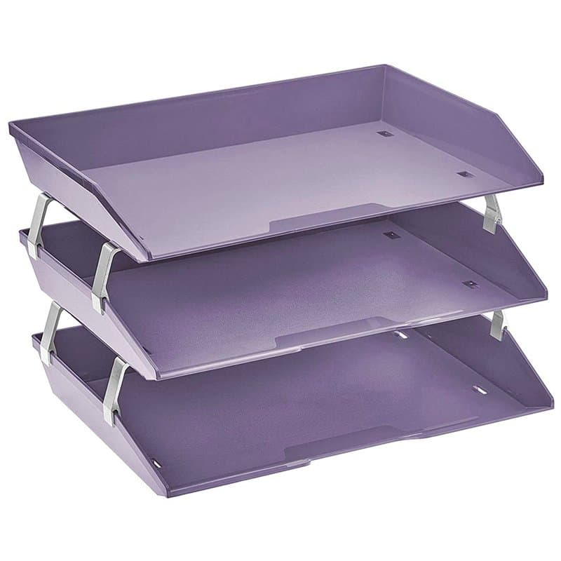Acrimet Facility Bac à Courrier à 3 Niveaux/Charge Latérale A4, Organiseur de Bureau, en Plastique (Couleur Violet)