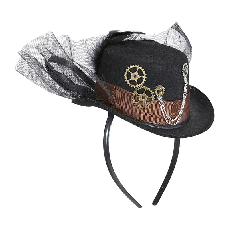 WIDMANN MILANO PARTY FASHION 09645 - Cylindre Steampunk, mini chapeau sur serre-tête, Steal victorienne, coiffe, accessoire, acc