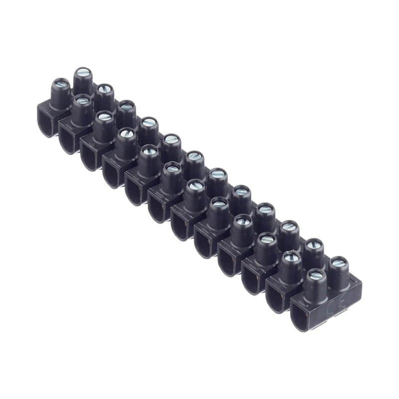 Borniers de raccordement en PP, TBS-3A-4mm2 - Noir. Barrette de 12 borniers