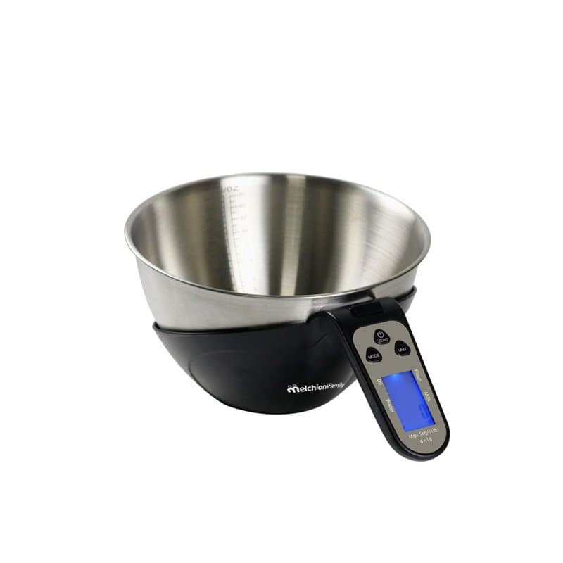 Melchioni Balance de cuisine numérique, balance électronique avec bol, haute précision, mesure liquides, capacité 5 kg, 2 L, pie