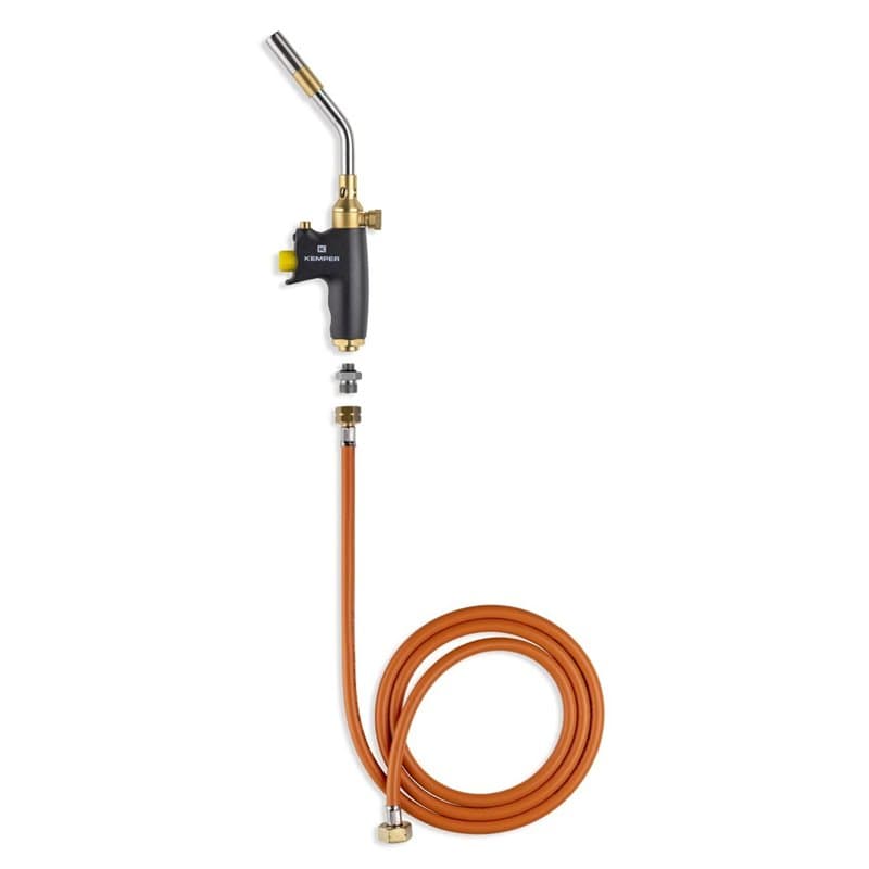 KEMPER - Chalumeau gaz professionnel + Tuyau 2m Connexion directe bouteille gaz Propane Flamme Réglable Piezo