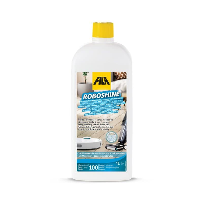 FILA Surface Care Solutions, ROBOSHINE, Nettoyant Sol pour Robot Aspirateur Laveur et Aspirateur Nettoyeur, Jusqu'à 100 Lavages,