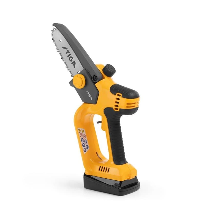 STIGA PR 100e Scie d'élagage 20V 2Ah, coupe jusqu'à 120 brins, légère, lubrification automatique, batterie et chargeur inclus, c