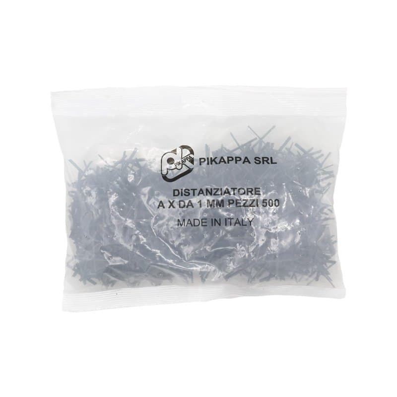 Pikappa 649 Entretoises en croix de 1 mm pour carreaux et revêtements Couleur grise. Sac de 500 pièces