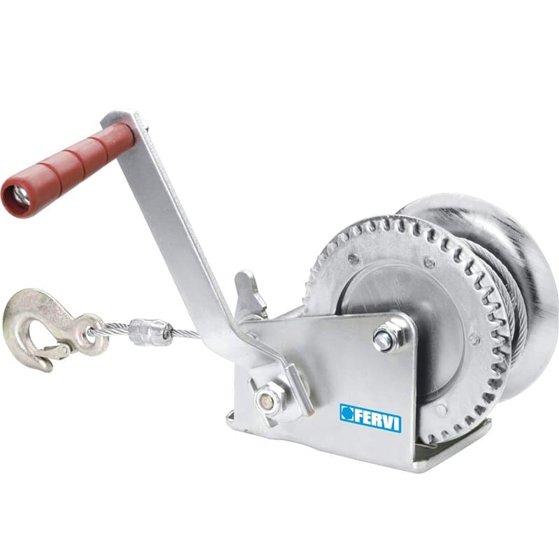 Fervi 0070/C Treuil manuel avec 10 m de câble, 4,5 mm de diamètre, argenté