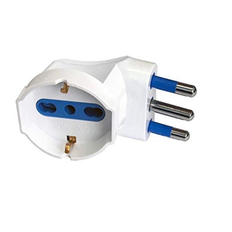 Adaptateur réducteur d'angle fiche 16A prise trivalente 10 16A + Schuko peu encombrant, blanc