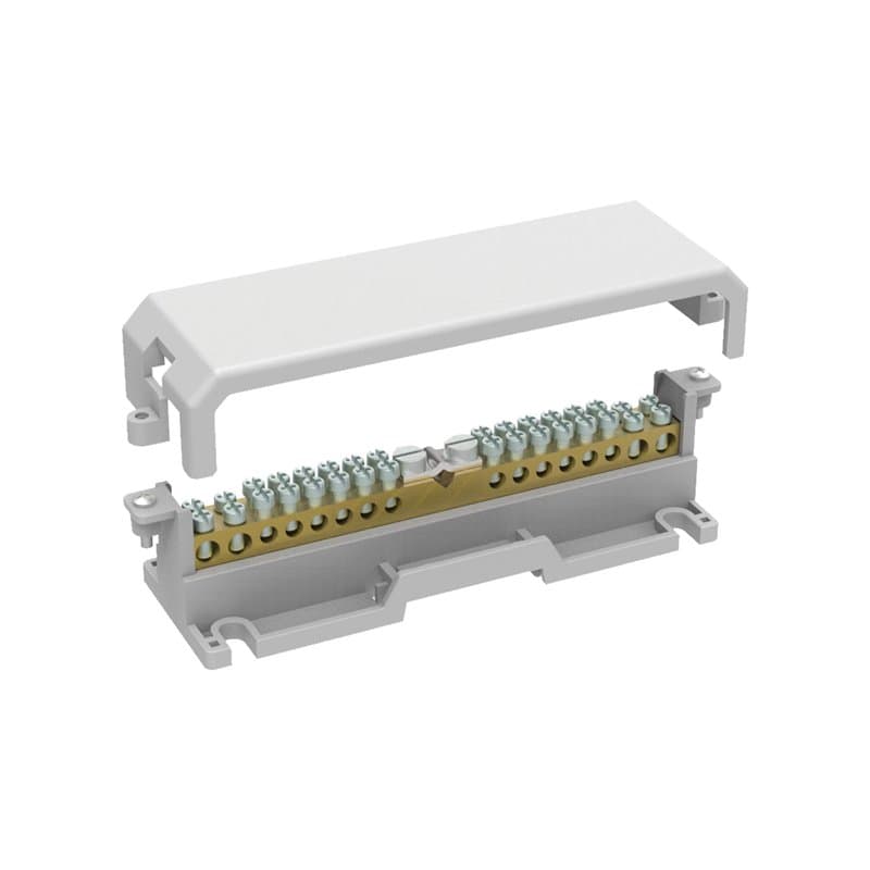Arnocanali TP2309 Bornier de terre pour connexions équipotentielles avec couvercle, avec tige en laiton de 17 trous, multicolore