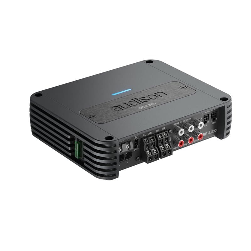 Audison SR 4.300 – Amplificateur 4 canaux Classe D, 4x130W RMS @ 4 Ohm, compact et stable pour systèmes full-range ou bi-amp