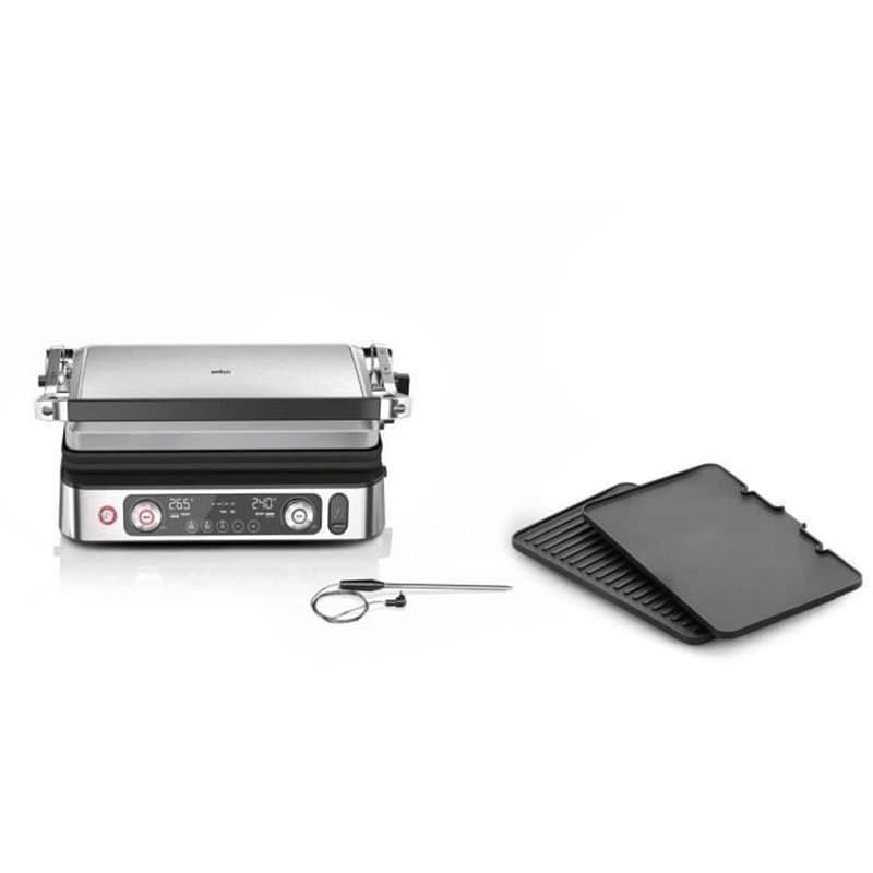 Grill multifonctions - BRAUN - Multi Grill 9 Pro - 2200 W - 3 positions de chauffe - Noir / Acier