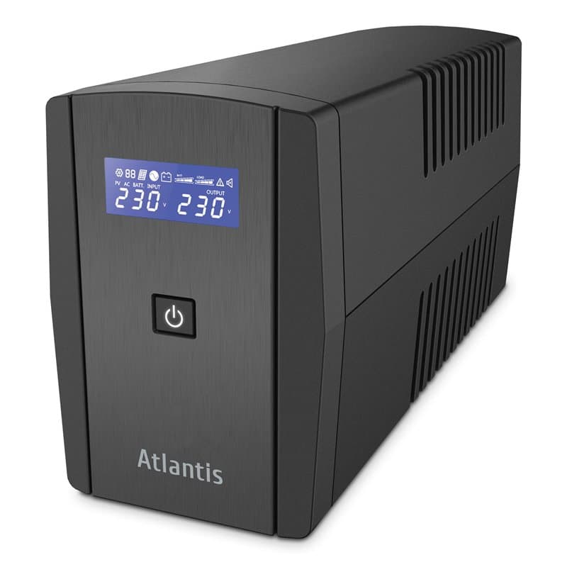 Atlantis A03-S120 Alimentation sans Interruption (onduleur) à Onde Pseudo-sinusoïdale 1000VA 500W Line Interactive, écran LCD, P