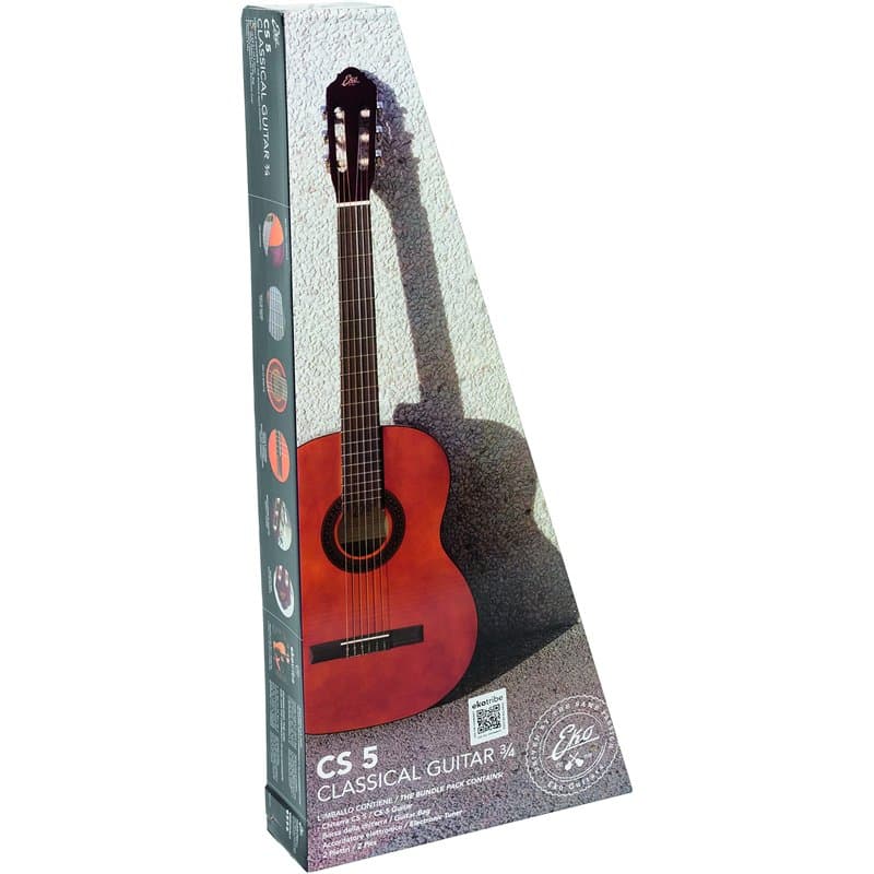 Eko CS-5 PACK, guitare classique 3/4 série Pack avec médiators, accordeur et sac, couleur naturelle