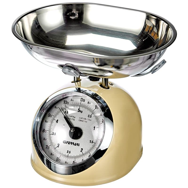 G3 Ferrari G20003 Échelle de poids Mécanique de Cuisine "Aska", 25 g / 5 kg, Métal, Crème