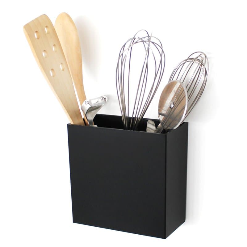 KalaMitica - Boîte magnétique "Uranos", porte-louches et porte-objets pour tableau magnétique - Design moderne, noir laqué avec