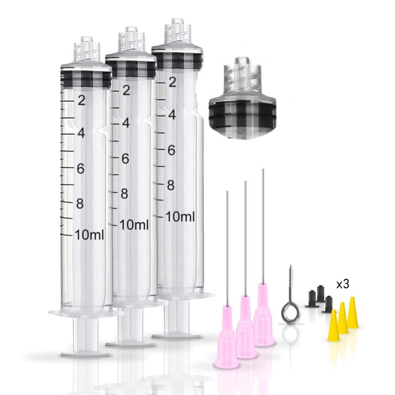 Seringue en plastique embout Luer Lock 10 ml, paquet 3 seringues, aiguille de 7 cm,pour laboratoires scientifiques, recharge de