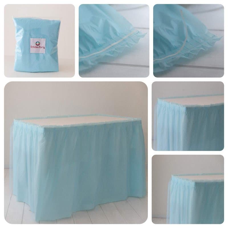 Orkidea Party - Jupe de table avec tulle - Fabriquée en Italie - Dimensions : 74 x 420 cm (bleu)
