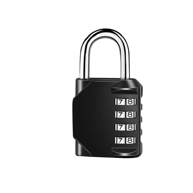 OUTLETISSIMO® Cadenas noir imperméable à combinaison 4 chiffres pour extérieur ou intérieur de salle de sport, armoire de sport,