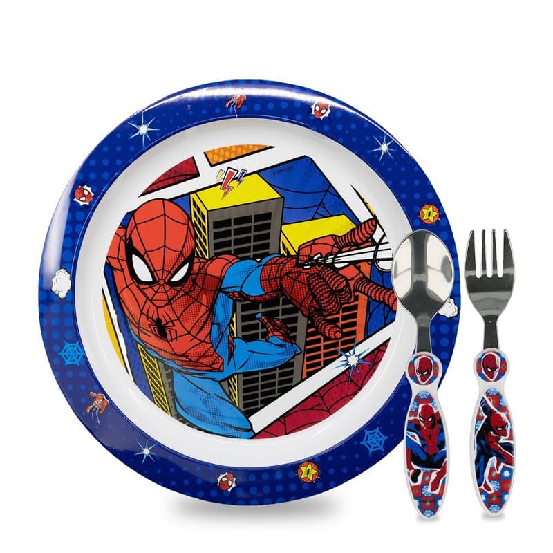 Sorrisini Ensemble de vaisselle pour enfant, Vaisselle réutilisable pour enfants, Set de table pour enfant, assiette et couverts