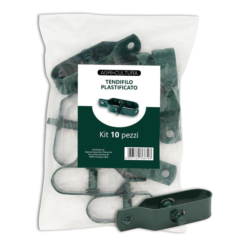 AGRI-CULTURA® | Tendeur de fil en métal plastifié, lot de 10 pièces, idéal pour clôtures, séchoirs à linge, poteaux de jardin, c