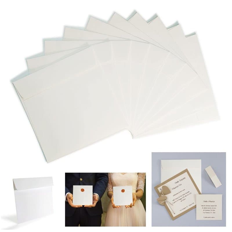 Powersell srls Lot de 25 enveloppes carrées luxe 16 x cm 120 g/m² Couleur ivoire, Blanc crème - participation Mariage, Baptême I