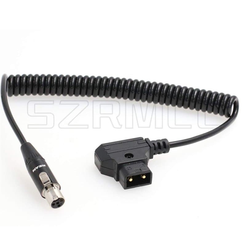 SZRMCC TVLogic VFM Monitor Alphatron EVF Câble d'alimentation enroulé D-Tap 2 Broches mâle vers Mini XLR 4 Broches Femelle