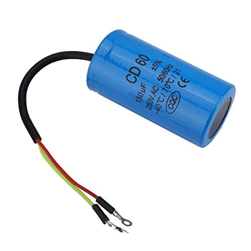 Condensateur CD60 Run avec fil conducteur 250V AC 150uF 50/60Hz pour compresseur d'air de moteur, bleu