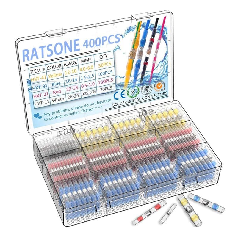 400 Pièces Connecteur Electrique,Connecteur Electrique Etanche,Connecteurs électriques Avec Gaine Thermorétractable, Cosse Elect
