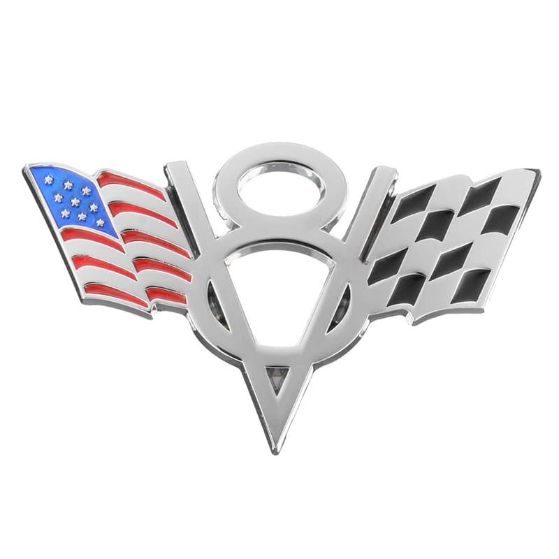 C-FUNN Métal V8 Drapeau Américain Moto Décoration Autocollants Voiture Emblème Badge Stickers