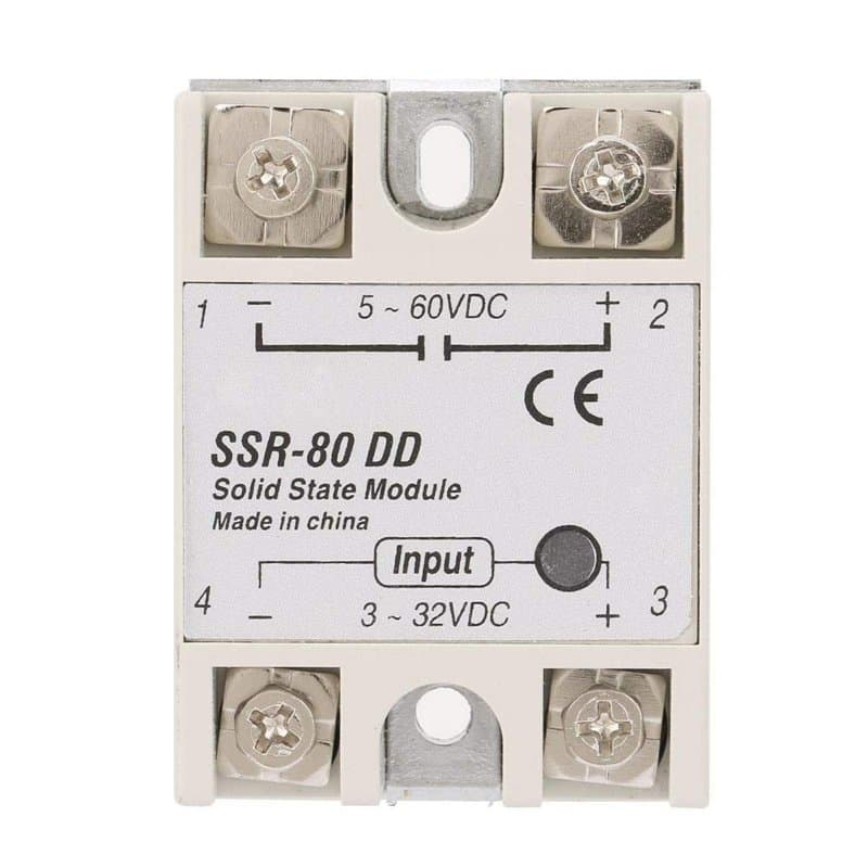 Akozon Relais à semi-conducteurs industriels DC-AC SSR-80DD 80A 3-32V DC à 5-60 V DC