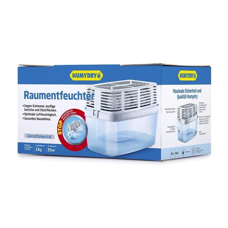 Déshumidificateur Premium 1 Kg - Espaces jusqu'à 35 m2 - Absorbe l'humidité des placards, salles de bains et chambres - Humydry