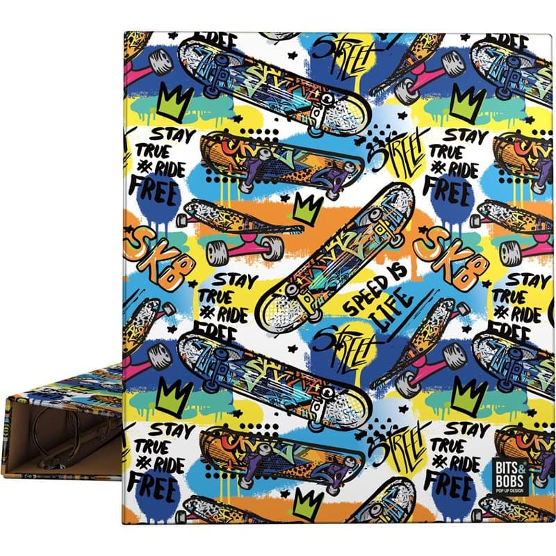 Grafoplás | Classeur A4 | 4 anneaux mixtes 40 mm | Collection Bits&Bobs Pop Up Desing | Street | Certifié FSC