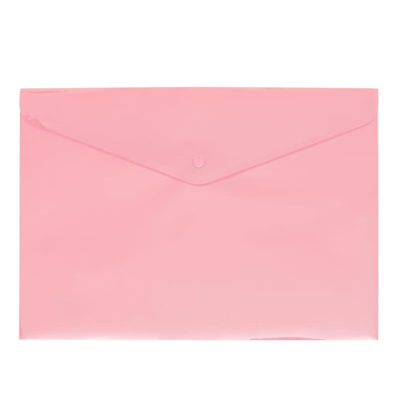 Grafoplas Enveloppe plastique avec fermeture à clic | Ecoplas | Format folio | Couleur rose doux translucide | 33,4 x 23,5 cm |