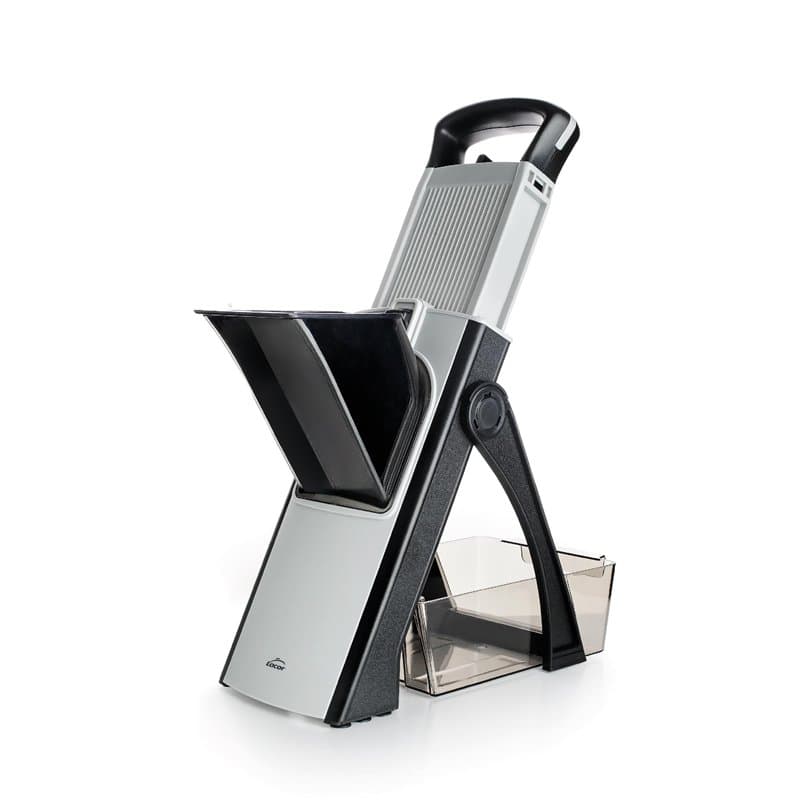 Lacor - 60860 - Mandoline Vertical Plus, Lame en acier inoxydable, Sans BPA, Dimensions : 31x41 cm, 4 Types de Coupe, Pliable